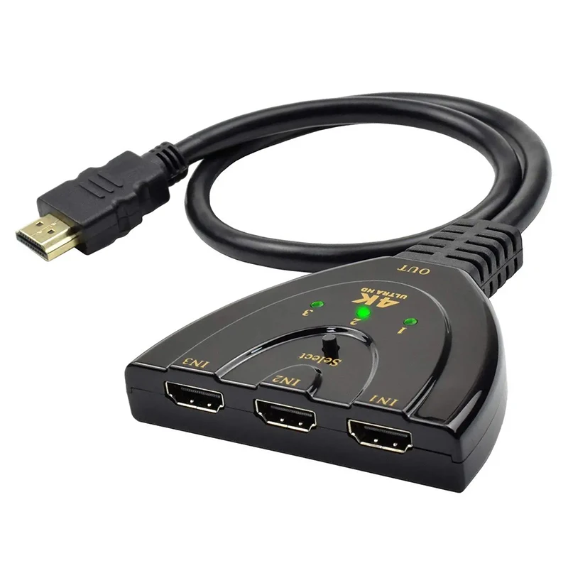 4K HDMI-kompatibler Switch 3 in 1 Out HDMI-kompatibler Hub Multi HDMI-kompatibler Adapter für PS4 Xbox DVD-Player Fire Stick Image