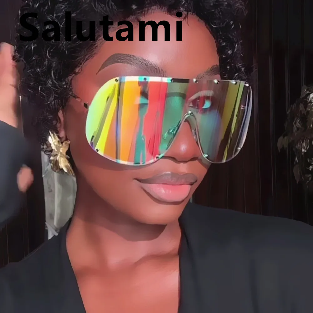 Oversize One Piece Shield Y2K Sonnenbrille für Frauen neue Mode Legierung rosa Sonnenbrille Männer Vintage Punk Hip Hop sexy Shades UV400