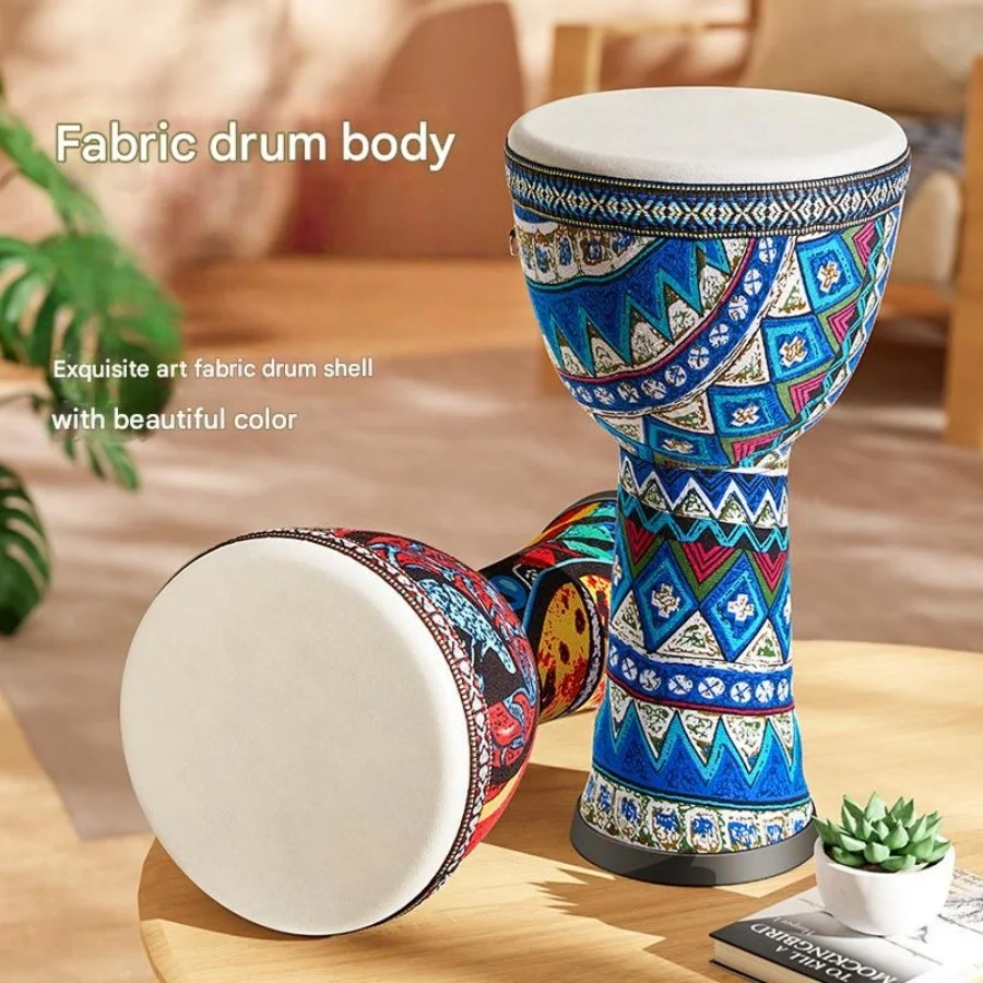 8-Zoll afrikanische Trommel, Djembe Handtrommel, Trommeloberfläche aus Ziegenleder mit Schultergurt, Percussion-Musikinstrument für Anfänger Image