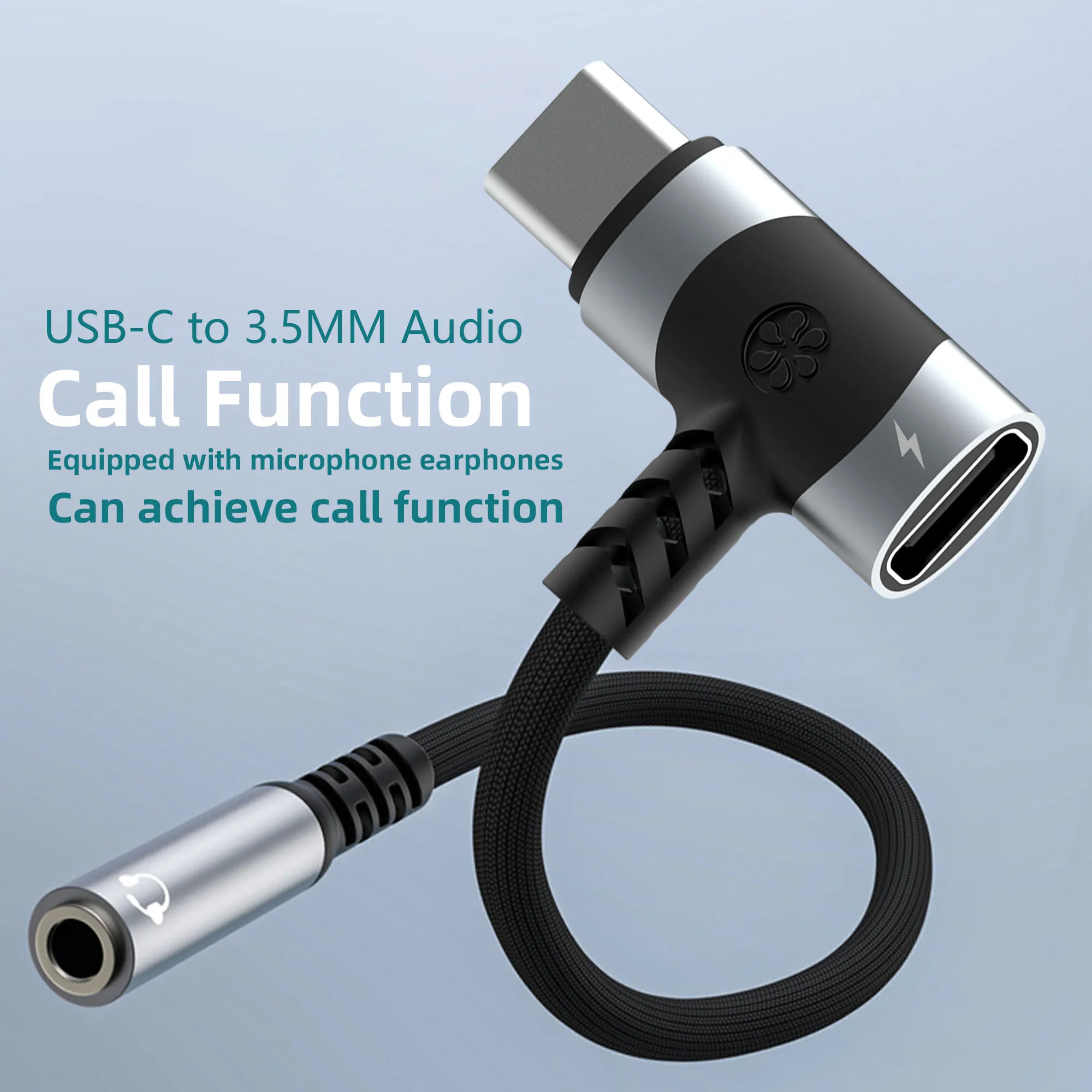 USB-C-zu-3,5-mm-Ohrhörer und Ladeadapter, 2-in-1-C-Typ-zu-Aux-Mikrofonbuchse, mit PD 100 W Schnelllade-Verschlüsselungsdongle. Image