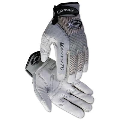 Caiman 2970 Deerskin Padded Palm Knuckle Protection Mechanics Gloves, Large, Gray (607-2970-L) 1 Pair