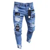 Zerrissene Jeans Männer Stretch Skinny Grau Blau Schwarz Hip Hop Denim Hosen Streetwear Casual Slim Fit Jeans für Männer Jogging Jeans