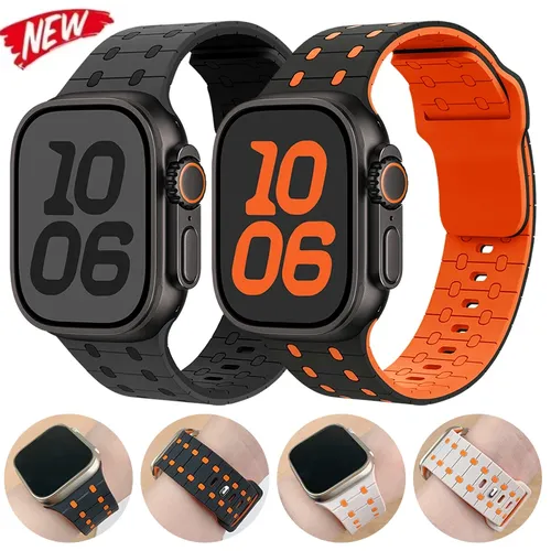 Bracelet en Silicone pour bracelet de montre Apple 45mm 41mm 44mm 49mm 40mm 38 42mm 46mm, correa iwatch série 10 9 8 7 6 5 3 SE Ultra