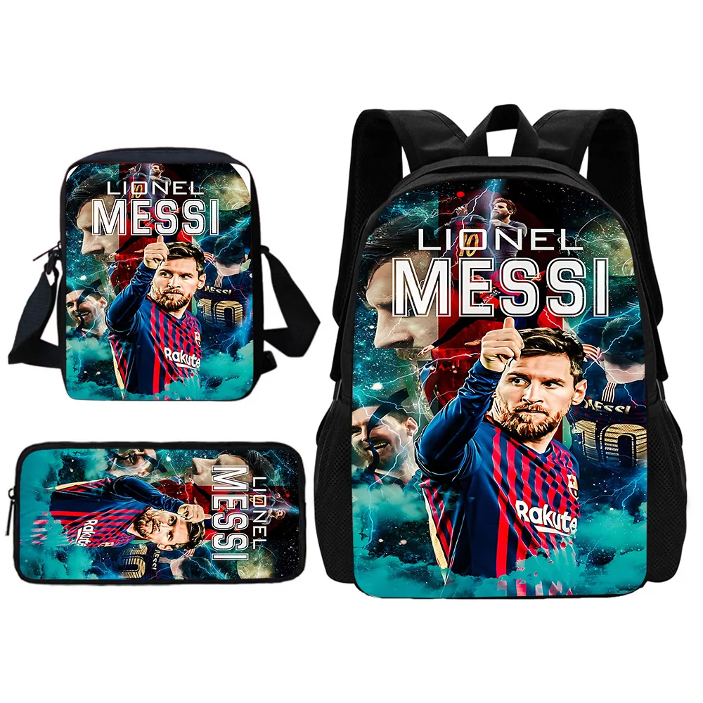 Football Star enfant école sac à dos avec sac à bandoulière sacs à crayons m-messis NO.10 sacs d'école pour garçons filles meilleur cadeau