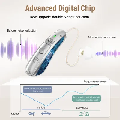Rechargeable USB Digital Hearing Aid Behind the Ear Sound Amplifier Elderly Noise Cancelling Deaf