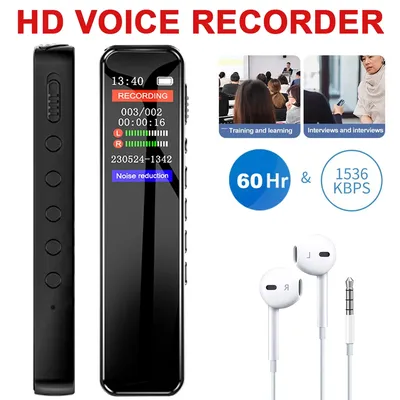 128GB/64GB/8GB Digital Voice Recorder 1536KBPS Professional Audio Activated Sound Dictaphone WAV MP3