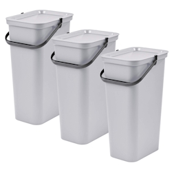 Tontarelli - 3x25L Mülleimer-Set mit Griff, Fashion Collection, Weiß