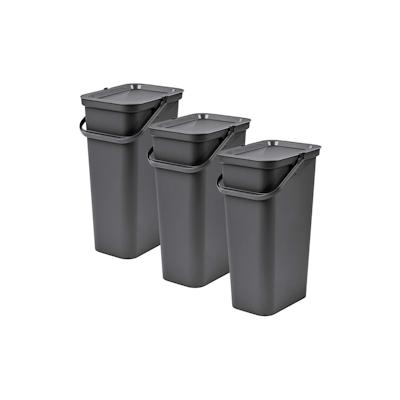 WellHome – Set aus 3 x 40 l Graphit-Mülleimern mit Griff, Fashion Collection Image