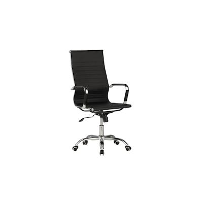 Bürodrehstuhl Schwarz Hochlehner, Kunstleder, ergonomisches Design - Metallgestell - höhenverstellbar - maximale Höhe 115 cm Image