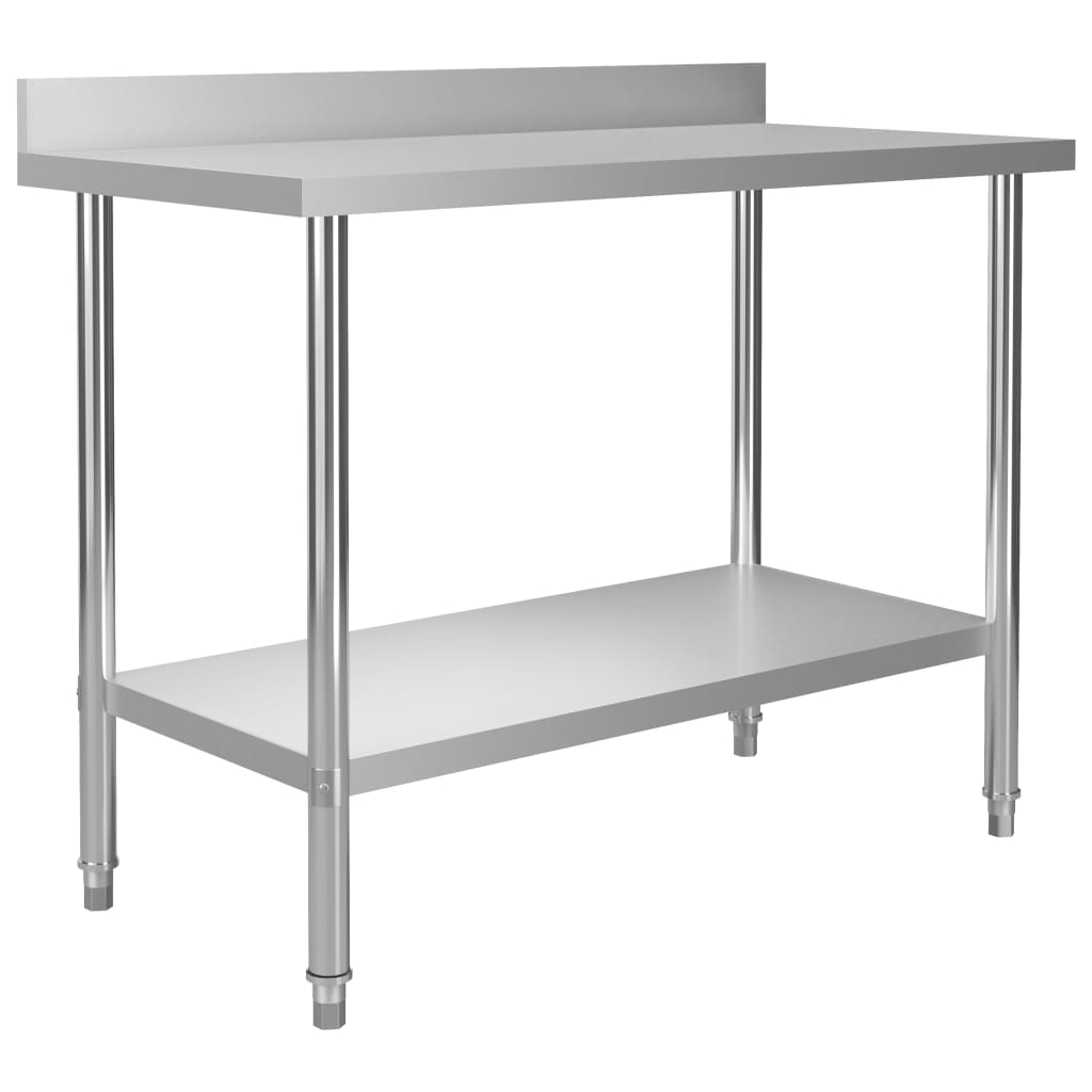 DELUKE® Edelstahl Arbeitstisch KUGO 120x60x93cm mit Aufkantung, Edelstahl Gastro-Arbeitstisch Arbeitsfläche Gastro-Küchentisch Küchen-Arbeitstisch Image