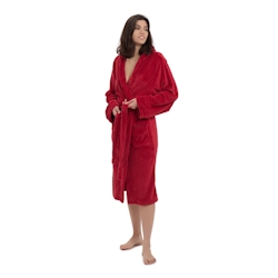 Lumaland Luxury Mikrofaser Bademantel mit Kapuze für Damen und Herren - Rot - Größe XXL Image