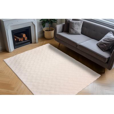 Teppich OBSESSION "Diamond Cut 800", beige (cream), B:200cm H:30mm L:290cm, Polyester, Teppiche, Uni Farben, Hoch-Tief Effekt, weich & kuschelig Image