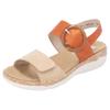 Keilsandalette REMONTE, Damen, Gr. 42, orange (orange, hellbeige), Leder, Lederimitat, klassisch, Schuhe, Sommerschuh, Riemchensandale, praktische Klettverschlüsse