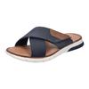 Pantolette RIEKER, Herren, Gr. 41, blau (navy), Lederimitat, Basic, Schuhe, Sommerschuh, Schlappen, Klettschuh, mit Klettriemchen, Topseller