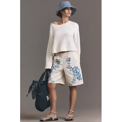 Pilcro Embroidered Pull-On Bermuda Shorts