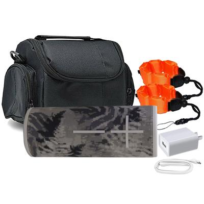 Logitech Ultimate Ears BOOM 3 Portable Waterproof Bluetooth Speaker (Jungle Grey) + USB Adpater Plug + Case + 2x Floating Strap