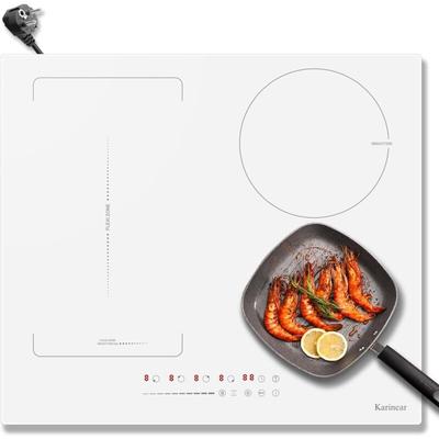 Karinear - Weißes Induktionskochfeld Flexzone mit Stecker, Induktionsfeld 60 cm Einbau mit