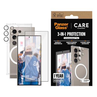 CARE BY PANZERGLASS Displayschutzglas "3-in-1 Protection Set", transparent, B:11,00cm H:2,50cm T:19,50mm, Displayfolien, Displayschutzfolie, Schutzfolie, Bildschirmschutz, kratz- & stoßfest