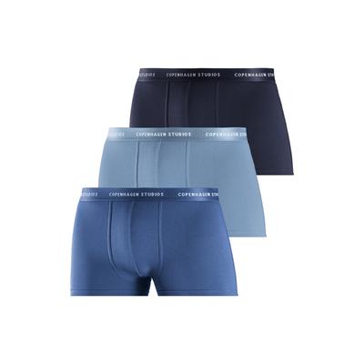 Boxer COPENHAGEN STUDIOS "Boxershorts für Herren", Herren, Gr. M, blau (hellblau, blau, navy), Jersey, Obermaterial: 95% Baumwolle, 5% Elasthan (LYCRA), unifarben, Unterhosen, mit farbigem Logo-Bund Image