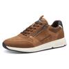 Keilsneaker MARCO TOZZI, Herren, Gr. 41, braun (cognac), Lederimitat, Textil, kontrastfarbene Details, sportlich, Schuhe, Freizeitschuh, Halbschuh, Schnürschuh mit praktischem Reißverschluss