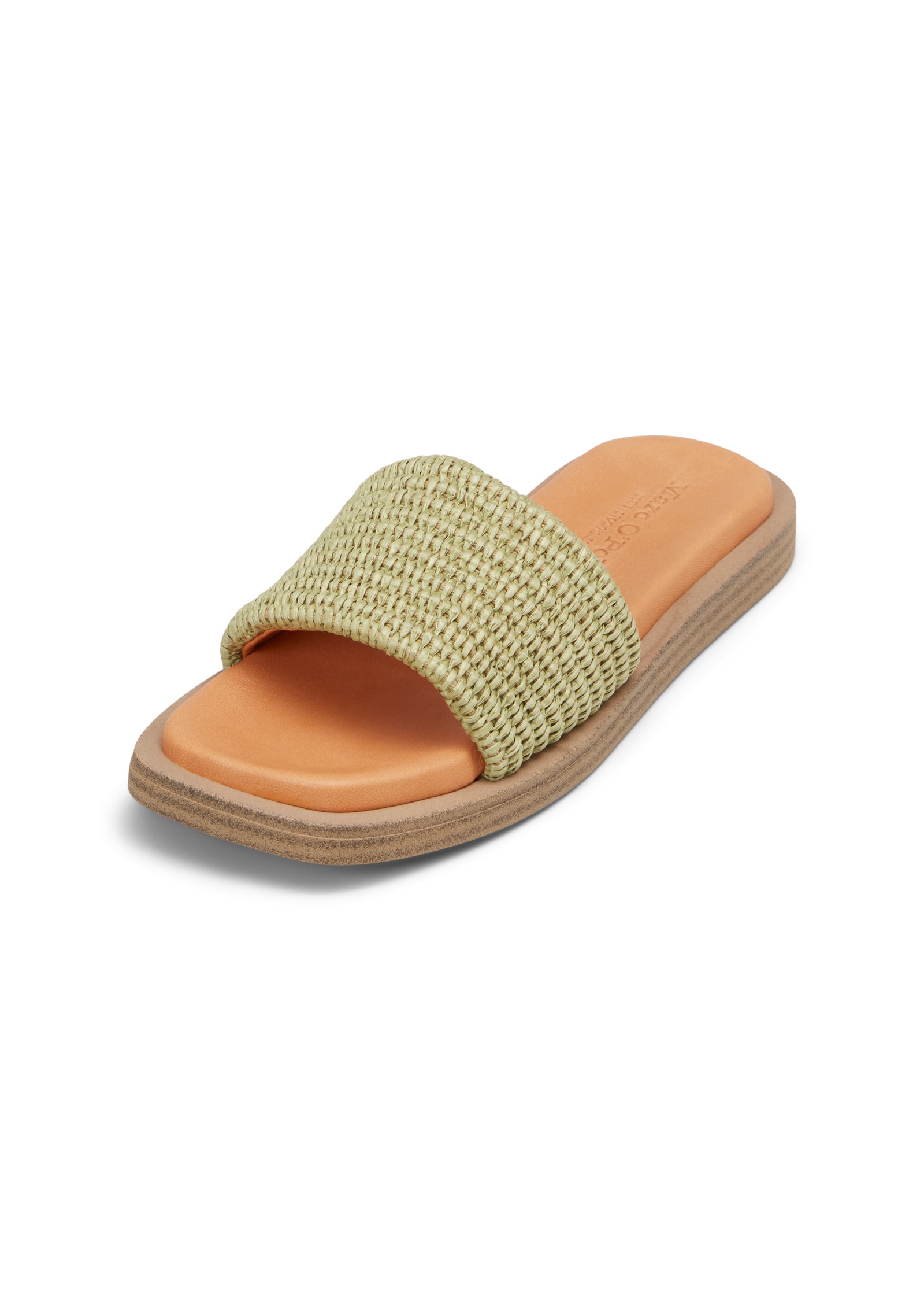 Sandale MARC O'POLO "in Raffiabast-Optik", Damen, Gr. 37, smooth sage, Obermaterial: 100% Polyester, unifarben, Schuhe Sandale