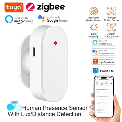 Tuya Zigbee Human Presence Detector Smart Life MmWave Radar PIR-Bewegungssensor mit Luminanze, Entfernungserkennung, Monitor, Atmung