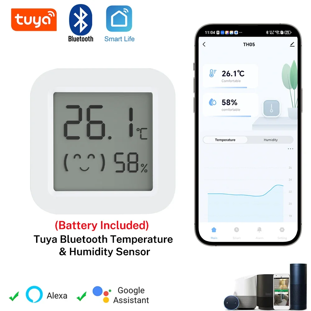 Tuya Temperatur Feuchtigkeit Sensor Smart Mini LCD Display Bluetooth APP Gesteuert für Smart Leben Alexa Image