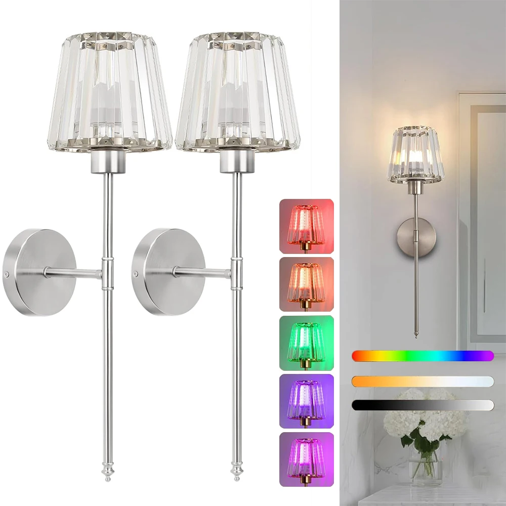 Wandleuchte im amerikanischen Stil, keine Verkabelung, wiederaufladbare LED-Lampen, Wandleuchte, Kristall-Wandleuchte für Schlafzimmer, Hintergrund, Heimbeleuchtung