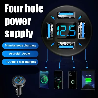 66 W 4-Port-Autoladegerät – PD/QC3.0 Schnellladung für Telefon/Tablet/GPS im LKW/SUV Image