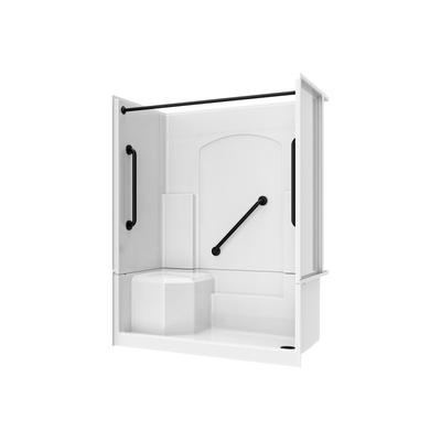 Dreamline DreamLine Accessible Living Alliance Plus Shower Kit, RH Drain, with Grab Bars and Curtain Rods, Matte Black DALD6032R00X09