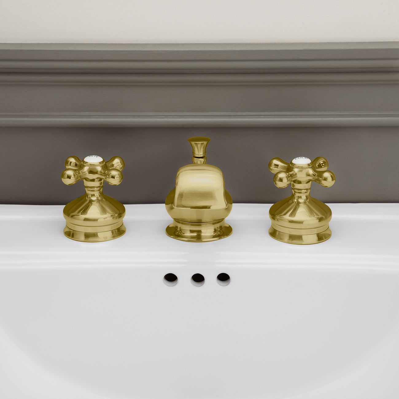 Randolph Morris Randolph Morris Widespread Bathroom Sink Faucet - Metal Cross Handles - Brushed Brass RMB325MC-BB