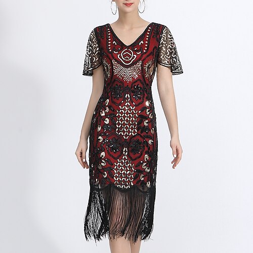 Lateinamerikanischer Tanz Kleid Quaste Unifarbe Spleißen Damen Leistung Training Kurzarm Hoch Polyester Image