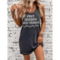 Muttertag Damen Minikleid A Linie Kleid Sommerkleid Schulterfreies Kleid Lässig Halbformelle Kleider Party Täglich Ferien Lässiger Schnitt Grafik Buchstabe Ärmellos U-Ausschnitt Schwarz Grau Sommer