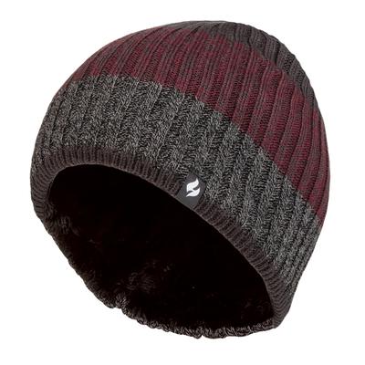 Herren Fleece gefütterte gestreifte Wintermütze | Wärmehalter | hohe Leistung weiche isolierte thermische Mütze - Charcoal Image
