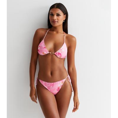 Rosa Bikini-Unterteil mit Blumenmuster Image