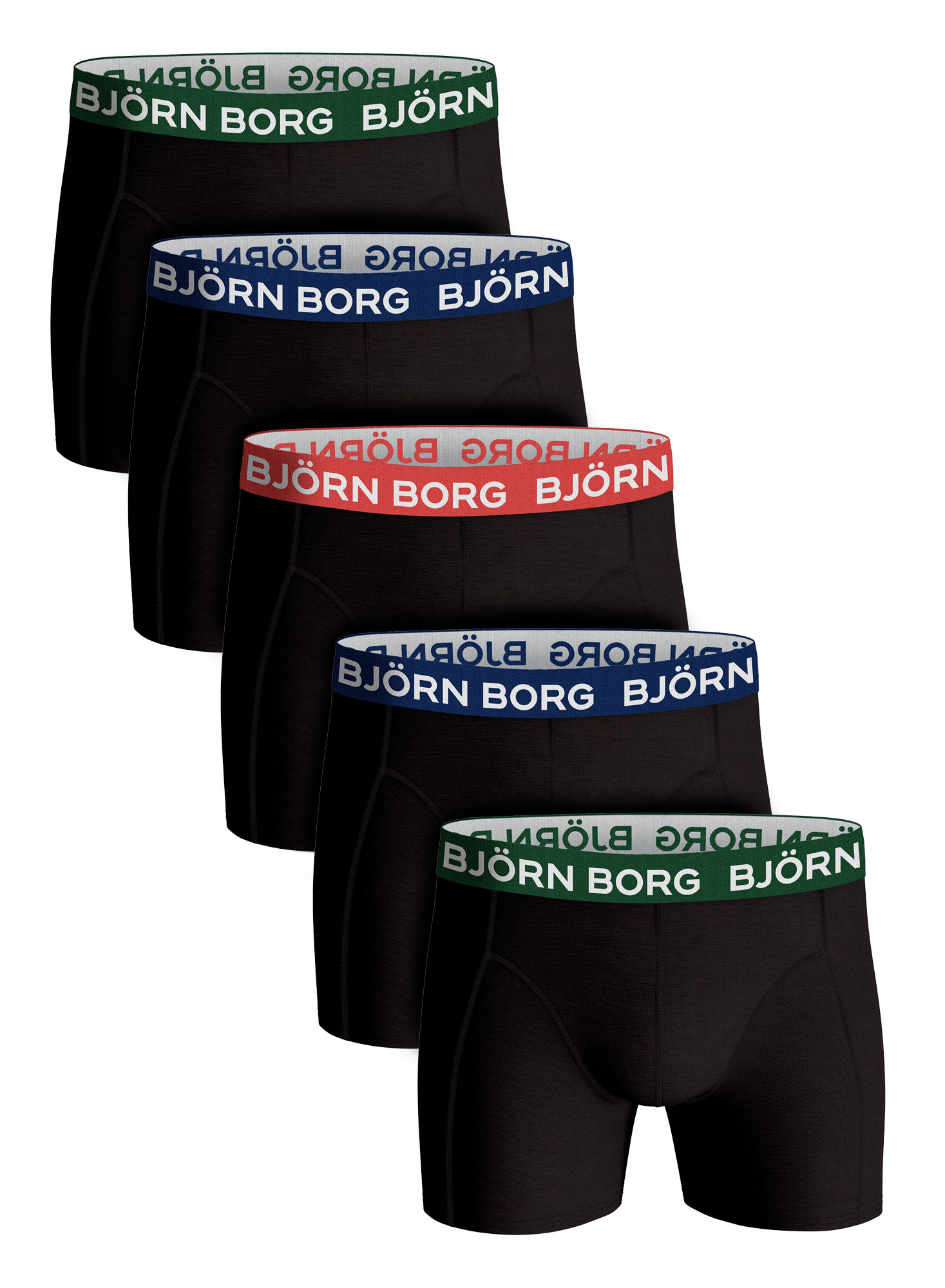 Björn Borg- 5 Paare Herren Boxershorts | Baumwolle Stretch Boxershorts Shorts Unterwäsche - Schwarz Multi Image