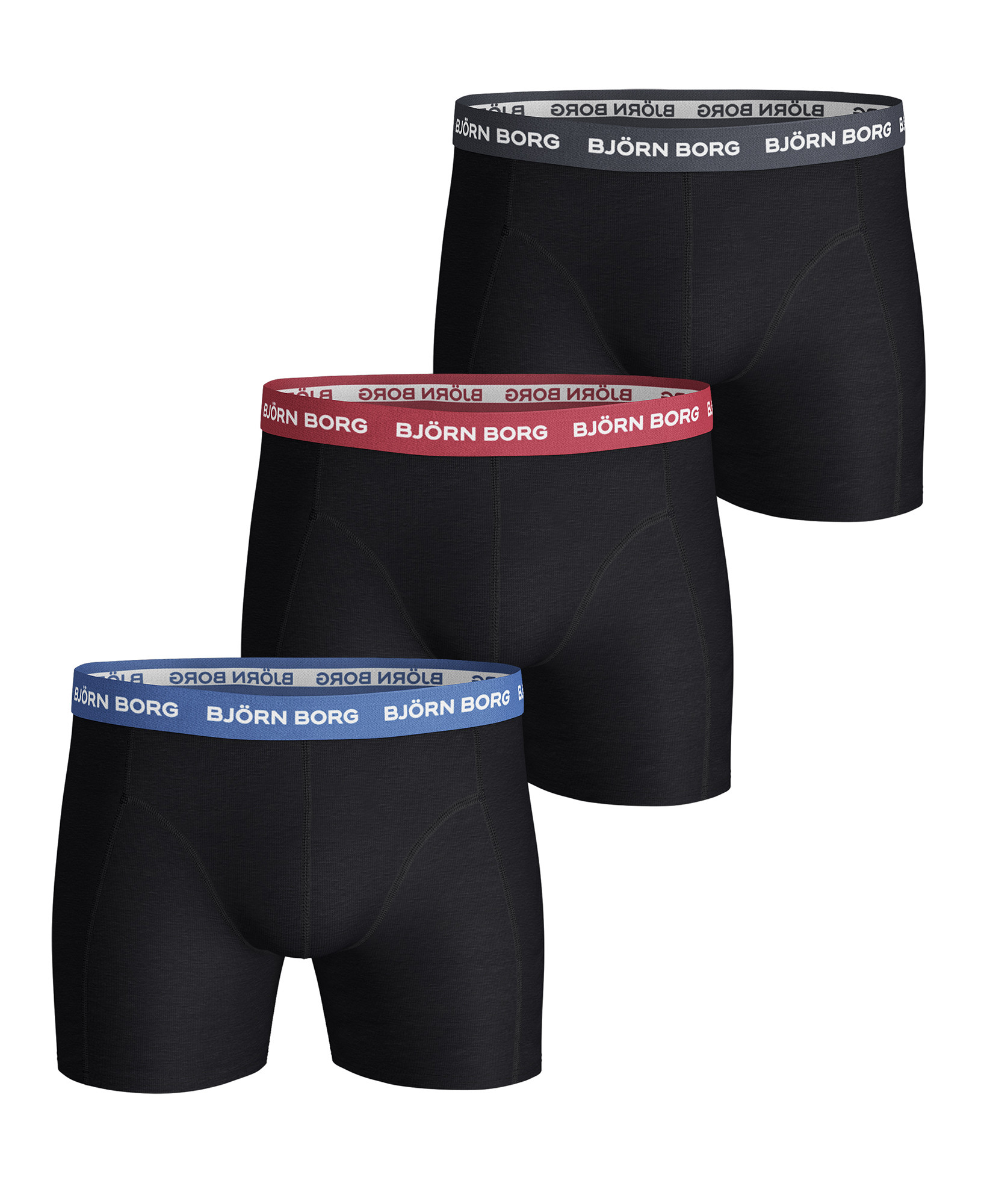 Björn Borg - 3 Paar Herren Cotton Rich Comfort Stretch Fit Boxershorts - Schwarz Mix Image