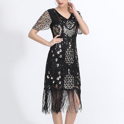 Lateinamerikanischer Tanz Kleid Quaste Unifarbe Spleißen Damen Leistung Training Kurzarm Hoch Polyester Image