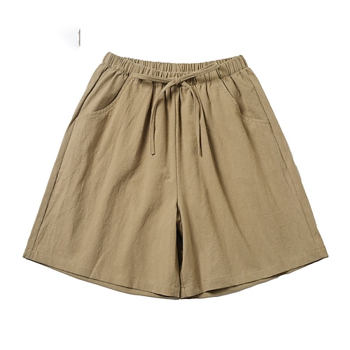 Damen Kunstbaumwollleinen Shorts Stoffhosen Sommershorts Mode Kurz Natürliche Taille Einfach Tasche Elastisches Kordelzugdesign Außenbereich Bequem Outdoor Urlaub Karminrot Waldgrün Hellhimmelblau Image