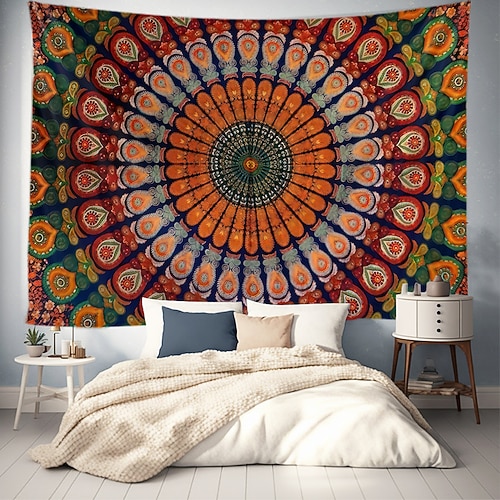 Mandala Bohemian hängender Wandteppich große Wandteppich Wanddekoration Fotohintergrund Decke Vorhang Zuhause Schlafzimmer Wohnzimmer Dekoration Image
