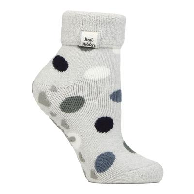 Damen Kuschelsocken mit Umschlagbündchen | Wärmehalter | Warme flauschige Lounge Socken für den Winter - Silver Dots Image