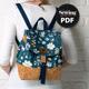 Modello zaino PDF, zaino da città, spallacci regolabili, modello borsa, zaino classico, modello cucito, tela di cotone, stampa PDF Scarica