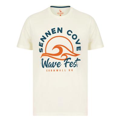 T-Shirts Wave Fest Motif Cotton Jersey T-Shirt in Marshmallow White - South Shore / S - Tokyo Laundry