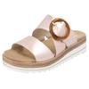 Pantolette REMONTE, Damen, Gr. 44, braun (kupferfarben), Leder, metallic, modisch, Schuhe, Keilabsatz, Sommerschuh, Schlappen mit Zierschnalle