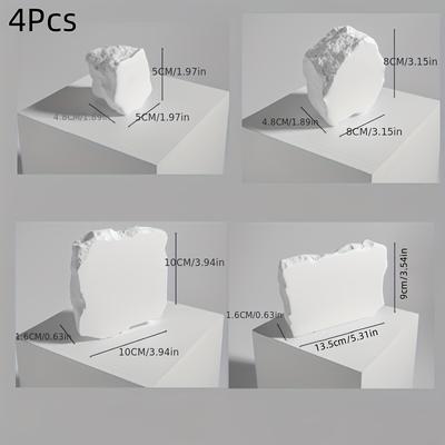 TEMU 4pcs Nordic Irregular Plaster Bricks, Photography Props, Decorative Background For Home Decor, Photo Shoot Accessories Image