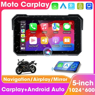 5 "Motorrad Navigation GPS Drahtlose Carplay Android Auto Wasserdichte Touchscreen Dual Bluetooth Multimedia Player Moto Monitor