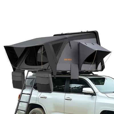 SAN HIMA Schnelles Setup, wasserdichtes, seitlich offenes Clamshell-ABS-Hartschalen-Dachzelt, 4-Personen-Dachzelt für 4 x 4 Off-Road-Camping