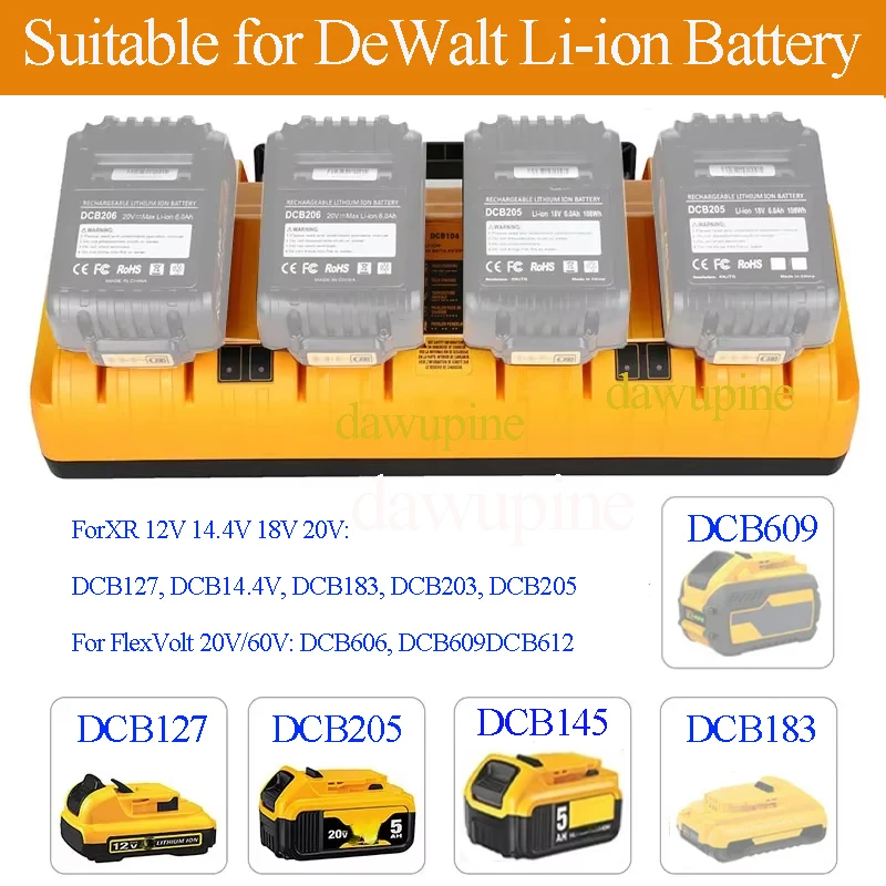 DCB104 Schnellladegerät für DeWalt 12 V 14,4 V 18 V 20 V Lithiumbatterie Vier-Port-Laden gleichzeitig DCB204 DCB205 DCB127 DCB105 Image