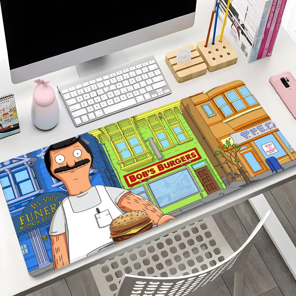 Cartoon B-Bob s Burgers Mauspad Gaming Locking Edge Musik Big Computer Gamer Großes Gummi-Kunst-Mauspad Laptop-Schreibtischunterlage Image