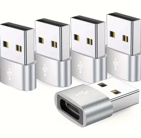 5 Stück OTG USB-zu-USB-C-Adapter, langlebig, metallische Konstruktion, universelle Kompatibilität, einschließlich iPhone, iPad, Samsung, S23, IWatch, AirPods Image